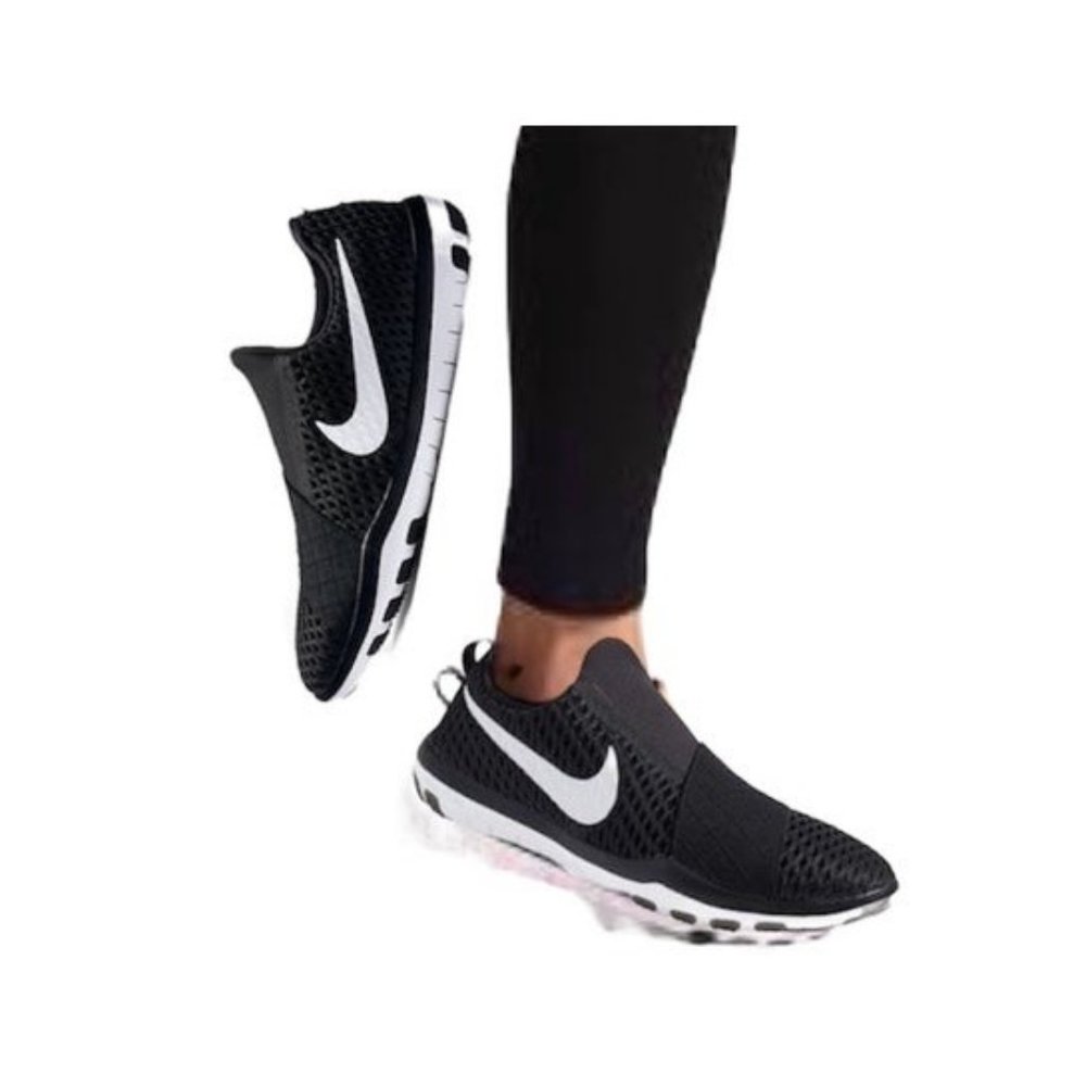 Nike shoes sneakers fashion flat training slip in black white